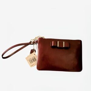 Coach Darcy Patent Leather Wristlet with Bow Accent